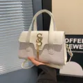 Weißer Mode Retro lässiger Pendler-Handtasche, Krokodil-Textur PU Leder Umhängetasche. - Weiß