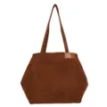 Bolso tote marrón de pana, gran capacidad, elegante bolso de hombro para mujer diario. - Café
