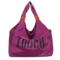 Bolso de Hombro de Nailon Morado Gran Tote con Estampado de Letras Casual de Mujer - Púrpura