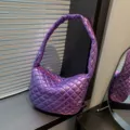 Bolso de hombro acolchado metálico morado elegante bolso de mano para mujer otoño - Púrpura