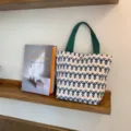 Sac cabas velours cotes style Coreen imprime floral sac a main quotidien pour bento etudiant - Petit Chouchou Floral Bleu