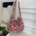 Floral canvas shoulder bag casual large capacity slouchy hobo tote bag for women daily use - Colorful Floral
