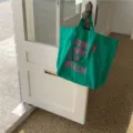 Sac cabas en toile verte avec imprimé de lettres roses, grand sac shopping épaule décontracté. - Verdoyant