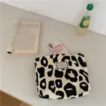 Sac cabas en toile imprimé léopard fourre-tout décontracté élégant sac à main tendance - Trousse de maquillage