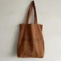 Sac cabas en toile marron avec imprimé lettres grocery, sac d'épaule décontracté pour femme. - Lettres Café