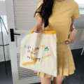 Sac cabas en toile décontracté avec impression anglaise inspirante, grand sac quotidien. - Sac à main / Blanc Cassé