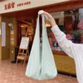 Sac à épaule unicolore minimaliste style coréen sac fourre-tout en toile décontracté - Vert Menthe