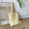 Sac cabas jaune à carreaux bulle, léger sac d'épaule en tissu style japonais pour l'été. - Jaune