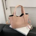 Bolso tote de piel sintética rosa para mujer, elegante bolso de hombro informal con asa. - 29*17*10 / Rosa