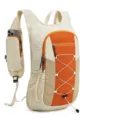 Outdoor cycling backpack detail, color-blocking design with front bungee cord and phone pocket. - Below 20L / Beige Orange
