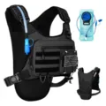 Tactical chest bag with hydration bladder for outdoor running and cycling sports gear. - Black