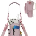 Bolso térmico rosa para botella de agua con correa y bolsillos para viajes y uso diario. - Rosa