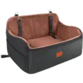 Detailed view of dog car seat featuring quilted brown interior and sturdy black fabric. - Car Seat Nest / 76.2x45.7x40.6cm / Black Brown