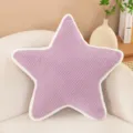 Cozy purple star plush pillow detail, textured fabric with white border for sofa decor. - Purple