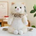Sac à dos chat en peluche duveteuse mignon chaton poupée sac bandoulière jouet enfant cadeau - 45cm / Blanc