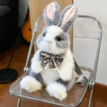 Mignon sac à dos lapin en peluche avec nœud papillon, jouet moelleux pour enfants et filles. - 50 cm / Gris