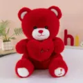 Orsetto di peluche rosso che tiene un cuore, morbido animale imbottito regalo per bambini. - Rosso / 30cm