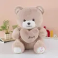 Peluche orsacchiotto con cuscino a cuore, morbido animale di peluche per regalo di compleanno. - Cammello / 30cm