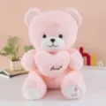Simpatico orsacchiotto di peluche rosa con cuore, morbida bambola di peluche per regalo di compleanno. - Rosa / 30cm