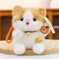 Cute lucky cat plush toy pendant, soft orange white stuffed doll with bell for girls. - Orange-White Cat