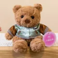Orsetto di peluche con giacca da baseball in satin, morbido animale imbottito per bambini. - Modello 4