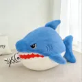 Cute blue shark plush pillow toy biting small fish, soft cuddly companion for kids room. - 40CM / Blue
