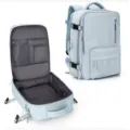 Zaino da viaggio multifunzionale azzurro di grande capacità con porta di ricarica USB. - Celeste