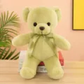 Cute green teddy bear plush toy with ribbon bow, soft stuffed doll for kids gift and home decor - Light Green
