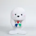 Morbido peluche a forma di foca che tiene una palla colorata, regalo ideale per bambini. - 25cm / Bianco
