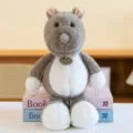 Cute grey plush rhino toy, soft stuffed animal with white belly for kids and birthday gifts - Rhino