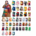 Autumn winter thick colorful plaid scarf with tassels, multi-color variant detail display. - Colorful Plaid Mohair-3