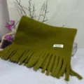 Solid color tasseled plush knitted scarf for women and men, cozy winter warm neck wrap. - Army Green Soft Plush Scarf