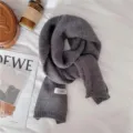 Grey knitted winter scarf for women and men, warm and cozy casual neck warmer accessory. - Dark Gray