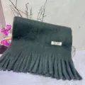 Solid color fringe plush winter warm scarf for women and men soft cozy neck wrap. - Dark Gray Soft Plush Scarf