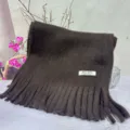Solid color plush fringe winter scarf detail, soft and warm for men and women couples. - Coffee