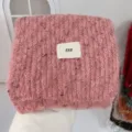 Pink knitted winter warm wool scarf soft cozy neck wrap daily casual fashion accessory - Pink