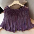 Summer women hollow knit cape colorful sun protection shawl breathable casual poncho pullover top - Purple