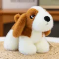 Cute brown and white puppy plush toy close-up, soft stuffed animal doll for kids gift and room decor. - 20cm / Yellow White