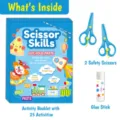 Kinder Scherenfibel Aktivitätsbuch Set mit Sicherheitsschere und Klebestift für Basteln. - Tägliche Aktivität Papierschnitt