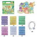 Kids DIY mirror mosaic sticker craft set with dinosaur cards and colorful glitter stickers. - Dinosaur Style