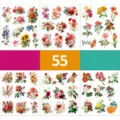Vintage Blumen Aufkleber Set, wasserdichte Dekosticker für Tagebuch, Laptop und Koffer. - Washi Blumen Aufkleber