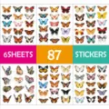 Dekorative bunte Schmetterlings-Stickerbögen, 87 Stück auf 6 Bögen für Tagebuch. - Washi Schmetterling Aufkleber