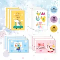 Baby Shower Grußkarten Set Süße Cartoon Neugeborenen Karten mit Weißen Umschlägen - 12 Blatt/Set