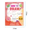 Kinder Schritt für Schritt Malbuch Cover mit niedlichen Cartoon Burger Tutorial Illustrationen. - Lebensmittel Zeichenschritte