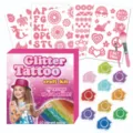 Children glitter tattoo craft kit with 71 temporary tattoo designs and 10 vibrant colors. - Glitter Tattoo Sticker Style A (DCTZ005)