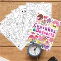 Kids coloring book creative diy drawing pages cute cupcakes and desserts for children art. - Desserts