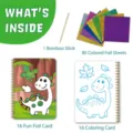 Kit d'arte con fogli metallizzati per bambini e libretto colorare con dinosauro. - Animale