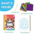 Kids Foil Art Kit DIY Craft Set with Colored Foil Sheets Notebook and Bamboo Stick - Birthday Magic Art Booklet (DCTZ013)
