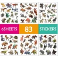 Bunte Dinosaurier Aufkleber Set, 6 Bogen mit 83 Stueck tieroekologischen Stickern fuer Kinder. - DCWH34 Jurassic Dinosaurier