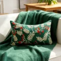 Fodera per cuscino lombare ricamata in peluche verde, cuscino decorativo natalizio per divano. - 30x50cm / Ciliegia
